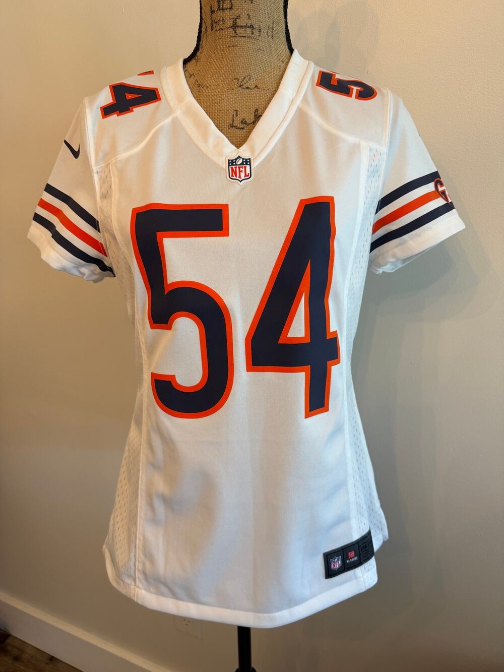 Brian Urlacher #54 Chicago Bears Women’s White Jersey Nike On Field Size Medium